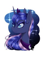 Size: 1024x1463 | Tagged: safe, artist:ivanadragmire, princess luna, alicorn, pony, bust, smiling, solo, stars