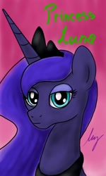 Size: 768x1280 | Tagged: safe, artist:ponyadler86, princess luna, alicorn, pony, female, horn, looking at you, mare, solo