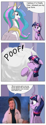 Size: 375x1024 | Tagged: safe, derpibooru import, princess celestia, twilight sparkle, twilight sparkle (alicorn), alicorn, pony, celestia's true form, comic, exploitable meme, female, forced meme, mare, meme, rick astley, rickroll