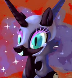 Size: 5200x5600 | Tagged: safe, artist:docwario, nightmare moon, princess luna, alicorn, pony, absurd resolution, bust, duality, female, grin, mare, portrait, smiling, solo