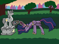 Size: 1600x1200 | Tagged: safe, artist:shieldgenerator7, princess twilight 2.0, shining armor, twilight sparkle, twilight sparkle (alicorn), alicorn, pony, unicorn, the last problem, crying, feels, female, immortality blues, mourning, sad, statue, tomb