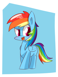 Size: 1200x1600 | Tagged: safe, artist:kty159, rainbow dash, pegasus, pony, abstract background, female, looking sideways, mare, open mouth, solo, standing