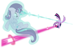 Size: 11114x7296 | Tagged: safe, artist:kheas, derpibooru import, starlight glimmer, twilight sparkle, twilight sparkle (alicorn), alicorn, pony, the cutie re-mark, absurd resolution, dodge, female, fight, flying, glowing horn, levitation, magic, mare, self-levitation, simple background, telekinesis, transparent background, vector