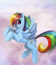 Size: 443x516 | Tagged: safe, artist:9ofcups, rainbow dash, pegasus, pony, blue coat, female, mare, multicolored mane