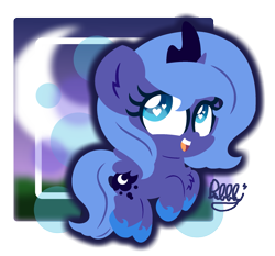 Size: 2177x2033 | Tagged: safe, artist:bubbly-storm, princess luna, alicorn, pony, chibi, cute, female, filly, heart eyes, lunabetes, s1 luna, smiling, wingding eyes, woona, younger