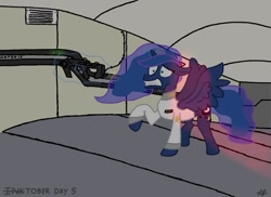 Size: 1125x817 | Tagged: safe, artist:dafiltafish, princess luna, alicorn, pony, crossover, gun, halo (series), submachinegun, weapon