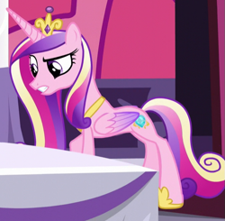 Size: 669x656 | Tagged: safe, screencap, princess cadance, alicorn, pony, princess spike (episode), cadance is not amused, cropped, solo, unamused