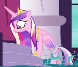 Size: 359x309 | Tagged: safe, screencap, princess cadance, alicorn, pony, princess spike (episode), cropped, female, mare, solo, water, wet, wet mane