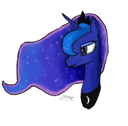 Size: 1024x1010 | Tagged: safe, artist:muffinslordofderp, princess luna, alicorn, pony, bust, female, mare, portrait, simple background, solo, white background