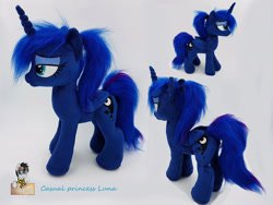 Size: 4032x3024 | Tagged: safe, artist:epicrainbowcrafts, princess luna, pony, alternate hairstyle, high res, irl, missing accessory, photo, plushie, solo