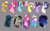 Size: 6400x4024 | Tagged: safe, artist:midnight-drip, applejack, discord, fluttershy, pinkie pie, princess cadance, princess celestia, princess luna, queen chrysalis, rainbow dash, rarity, twilight sparkle, alicorn, changeling, changeling queen, draconequus, earth pony, pegasus, pony, unicorn, absurd resolution, alternate design, alternate hairstyle, bust, mane six, portrait, scar