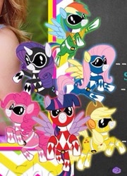 Size: 231x321 | Tagged: safe, derpibooru import, applejack, fluttershy, pinkie pie, rainbow dash, rarity, twilight sparkle, twilight sparkle (alicorn), alicorn, earth pony, pony, unicorn, clothes, cosplay, costume, kyouryuu sentai zyuranger, mane six, mighty morphin power rangers, power rangers, super sentai