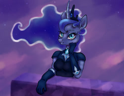 Size: 1200x928 | Tagged: safe, artist:dumddeer, princess luna, alicorn, anthro, clothes, female, gloves, mare, solo