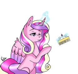 Size: 1132x1078 | Tagged: safe, artist:nyokoart, princess cadance, alicorn, pony, comb, solo