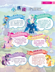 Size: 1561x2048 | Tagged: safe, applejack, fluttershy, princess cadance, princess celestia, princess luna, rainbow dash, twilight sparkle, alicorn, earth pony, pegasus, pony, my little pony: the movie, cantonese, chinese, equestria, hong kong, name translation, official, stock vector