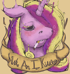 Size: 1997x2098 | Tagged: safe, artist:revenanteal, princess cadance, alicorn, pony, cigarette, female, horn, smoking