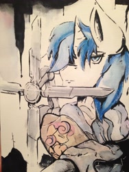 Size: 2448x3264 | Tagged: safe, artist:chaosmauser, princess flurry heart, shining armor, alicorn, pony, unicorn, a hideo kojima game, death stranding, watercolour