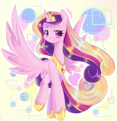 Size: 1162x1200 | Tagged: safe, artist:clefficia, artist:whiskyice, princess cadance, alicorn, pony, bubble, crown, female, horn, jewel, jewelry, looking at you, mare, regalia, solo, tiara, wings