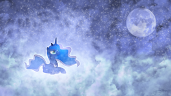 Size: 1920x1080 | Tagged: safe, artist:jamey4, edit, princess luna, alicorn, pony, moon, solo, wallpaper, wallpaper edit