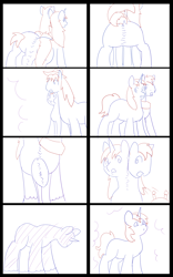 Size: 5000x8000 | Tagged: safe, artist:chedx, big macintosh, shining armor, oc, oc:home defence, earth pony, pony, unicorn, comic:the fusion flashback, comic, commissioner:bigonionbean, dialogue, fusion, fusion:home defence, hat, magic, merge, merging, sketch, sketch dump, writer:bigonionbean