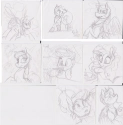 Size: 3317x3386 | Tagged: safe, artist:fanch1, applejack, berry punch, berryshine, nightmare moon, pinkie pie, princess luna, alicorn, earth pony, pony, sketch