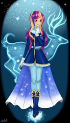 Size: 1654x2894 | Tagged: safe, artist:mdeltar, princess cadance, human, elf ears, female, humanized, winter outfit