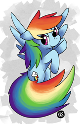 Size: 900x1385 | Tagged: safe, artist:gingersnaap, rainbow dash, pegasus, pony, blue coat, female, mare, multicolored mane