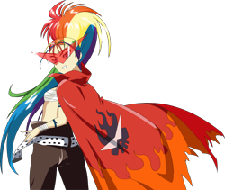 Size: 1764x1490 | Tagged: safe, artist:stardust-r3x, rainbow dash, cosplay, crossover, humanized, kamina, tengen toppa gurren lagann