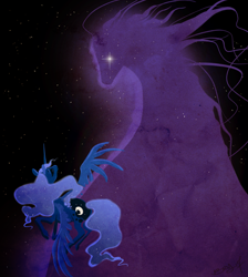 Size: 2133x2380 | Tagged: safe, artist:opalacorn, princess luna, tantabus, alicorn, pony, high res