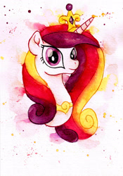 Size: 2401x3437 | Tagged: safe, artist:mashiromiku, princess cadance, alicorn, pony, bust, portrait, solo, traditional art, watercolor painting