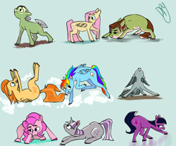 Size: 3000x2500 | Tagged: safe, artist:drawerproyeah, derpibooru import, fluttershy, granny smith, marble pie, pinkie pie, rainbow dash, spitfire, twilight sparkle, twilight velvet, earth pony, pegasus, pony, backwards cutie mark, simple background