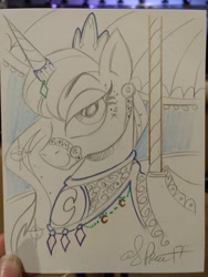 Size: 1536x2048 | Tagged: safe, artist:andypriceart, princess luna, alicorn, pony, carousel, female, mare, sketch, smiling, solo, traditional art