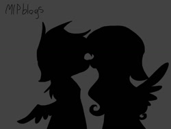 Size: 1024x768 | Tagged: safe, artist:mlpblogs, fluttershy, rainbow dash, pegasus, pony, 30 minute art challenge, female, flutterdash, kissing, lesbian, shipping, silhouette