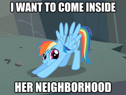 Size: 625x472 | Tagged: safe, rainbow dash, pegasus, pony, crossing the memes, exploitable meme, image macro, iwtcird, memeception, twiface, wrong neighborhood