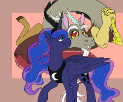 Size: 2700x2250 | Tagged: safe, artist:iraecoal, discord, princess luna, alicorn, pony, female, lunacord, male, shipping, straight