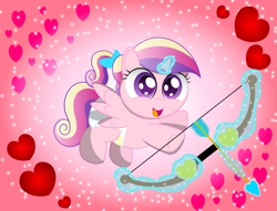 Size: 1999x1529 | Tagged: safe, artist:spellboundcanvas, princess cadance, alicorn, pony, arrow, bow (weapon), bow and arrow, cupid, diaper, solo, weapon