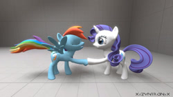 Size: 960x540 | Tagged: safe, rainbow dash, rarity, pegasus, pony, unicorn, 3d, fart, pull my hoof, source filmmaker, video