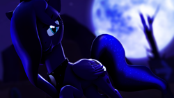 Size: 3840x2160 | Tagged: safe, artist:wiizzie, princess luna, alicorn, pony, 3d, high res, moon, solo