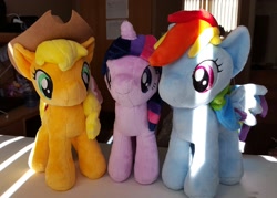 Size: 2641x1893 | Tagged: safe, derpibooru import, applejack, pinkie pie, rainbow dash, twilight sparkle, 4de, irl, photo, plushie, super mario bros., yoshi