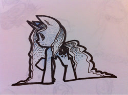 Size: 1280x957 | Tagged: safe, artist:ferrettea, princess luna, alicorn, pony, female, horn, mare, solo, traditional art