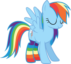 Size: 945x845 | Tagged: safe, artist:rainbowdash038, rainbow dash, pegasus, pony, clothes, rainbow socks, simple background, socks, solo, striped socks, transparent background, vector