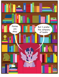 Size: 2550x3300 | Tagged: safe, artist:inspectornills, derpibooru import, twilight sparkle, twilight sparkle (alicorn), alicorn, pony, book, female, glasses, mare, solo, that pony sure does love books, twilight's joy