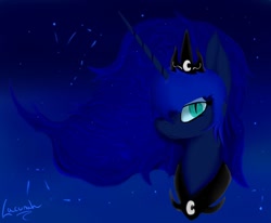 Size: 984x812 | Tagged: safe, artist:lacunah, princess luna, alicorn, pony, bust, portrait, slit eyes, solo