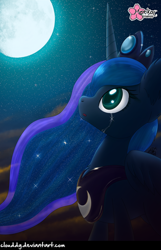 Size: 644x1000 | Tagged: safe, artist:clouddg, princess luna, alicorn, pony, crying, female, looking up, mare, moon, night, solo, stars