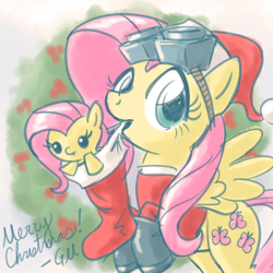 Size: 1280x1280 | Tagged: safe, artist:giantmosquito, fluttershy, pegasus, pony, ask, ask-dr-adorable, christmas, christmas stocking, cute, dr adorable, holiday, mouth hold, plushie, shyabetes, sock, solo, tumblr