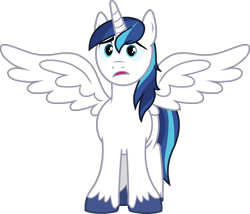 Size: 2578x2205 | Tagged: artist needed, safe, edit, shining armor, alicorn, pony, alicornified, cute, male, race swap, shining adorable, shiningcorn, simple background, solo, stallion, transparent background, unshorn fetlocks, upset, vector, vector edit, wings