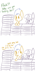 Size: 792x1584 | Tagged: safe, artist:tjpones, derpibooru import, flash sentry, twilight sparkle, twilight sparkle (alicorn), alicorn, pony, book, book fort, book thief arc, bribery, comic, female, flashlight, implied kissing, male, mare, offscreen character, pouting, shipping, straight, that pony sure does love books