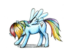 Size: 500x385 | Tagged: safe, artist:el-yeguero, rainbow dash, pegasus, pony, itch, itchy, scratching