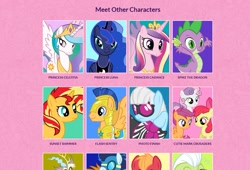 Size: 1145x777 | Tagged: safe, screencap, apple bloom, big macintosh, discord, flash sentry, photo finish, princess cadance, princess celestia, princess luna, scootaloo, spike, sunset shimmer, sweetie belle, pony, equestria girls, cutie mark crusaders, hasbro, page, slowpoke