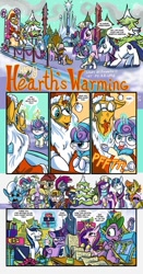 Size: 647x1235 | Tagged: safe, artist:lytlethelemur, princess cadance, princess flurry heart, shining armor, spike, sunburst, twilight sparkle, twilight sparkle (alicorn), oc, oc:champion, oc:gimbal lock, oc:nutmeg, alicorn, dragon, earth pony, pegasus, pony, unicorn, baby yoda, christmas, christmas tree, clothes, comic, costume, crying, crystal empire, glowing horn, hat, holiday, horn, i can't believe it's not idw, magic, ornament, present, santa costume, santa hat, scotch tape, star wars, telekinesis, tree, winged spike, wishlist